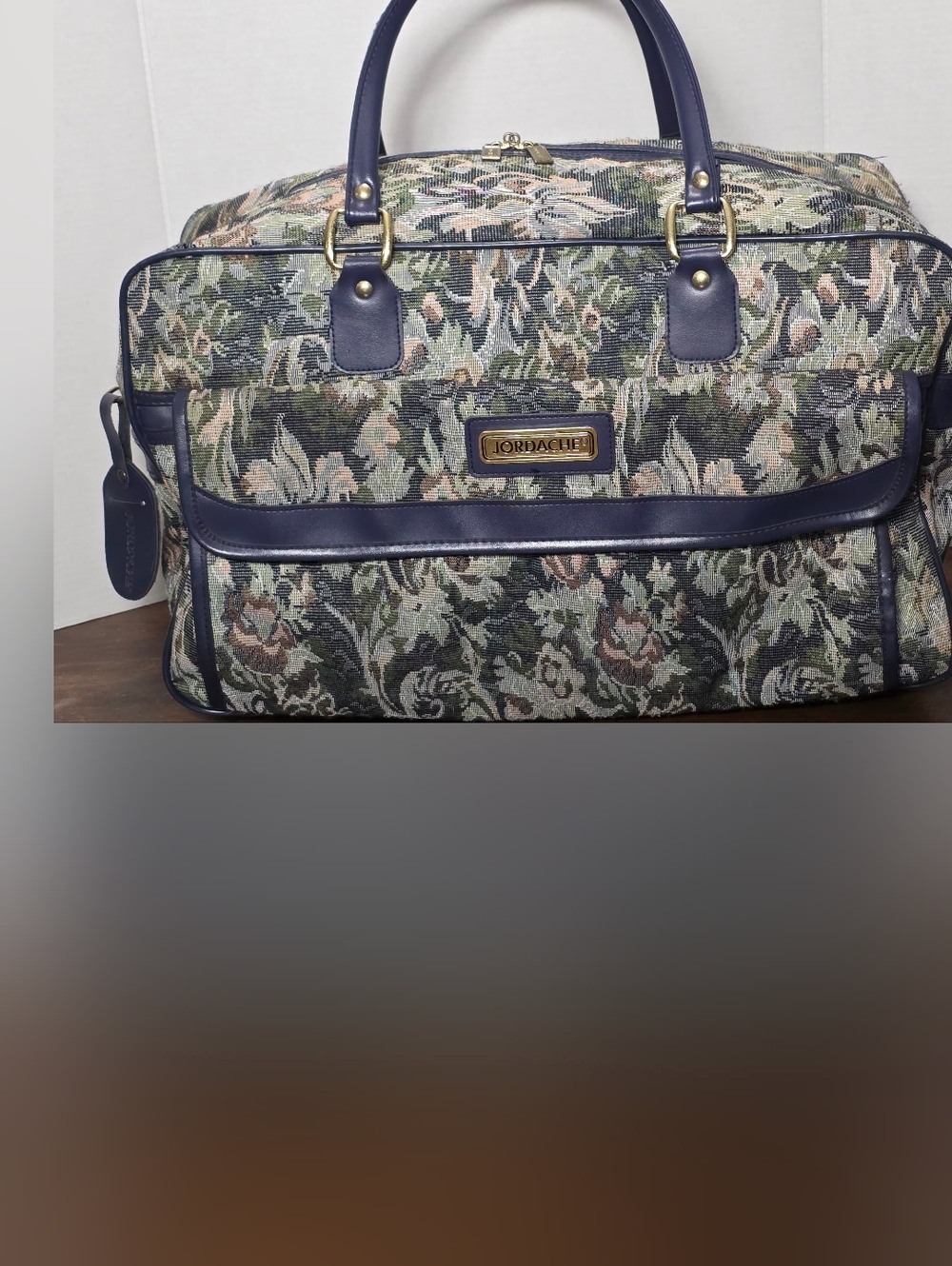 Vintage Jordache Floral Tapestry Large Overnight/ Weekend Bag Footed